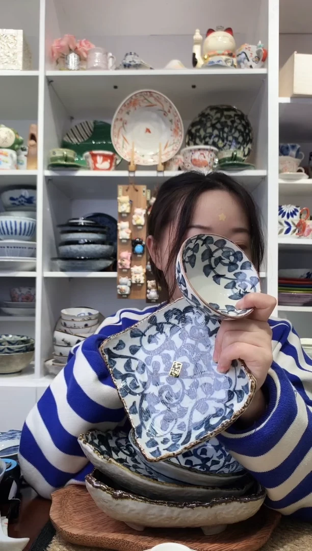 陶瓷靓***多唐草小方盘+唐草小钵各两支