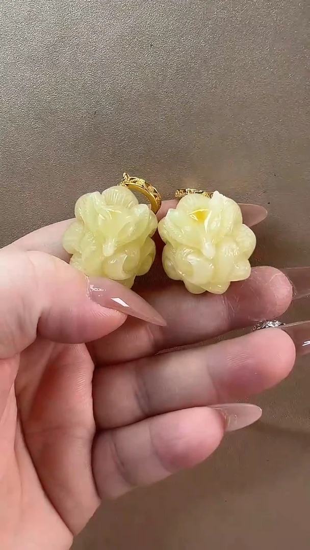 【闪购商品】琥珀耳饰银S925镶嵌耳环