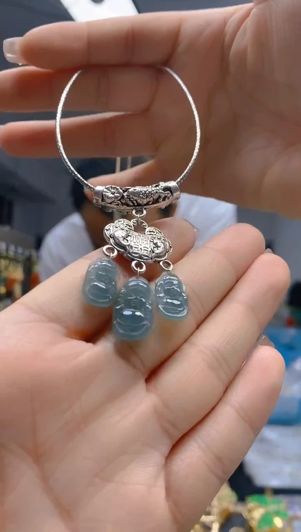 【闪购商品】翡翠耳饰银S925镶嵌117翡翠锁骨链