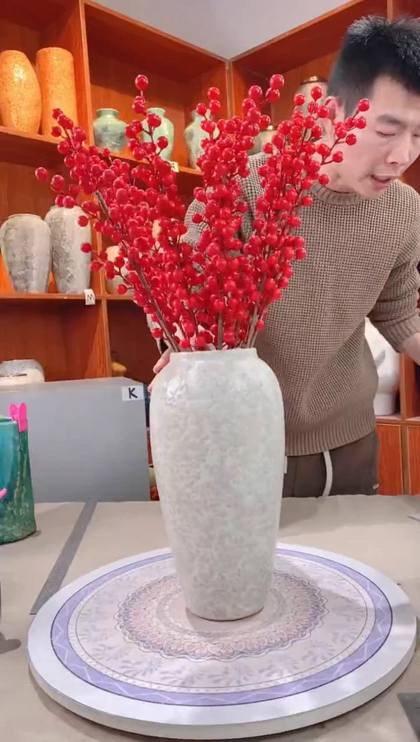 【闪购商品】瓶  茶白 大号  陶瓷花瓶 无花