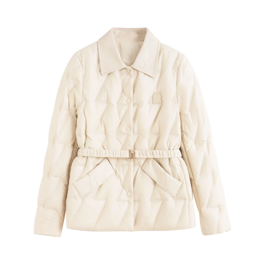 秋冬新款小众轻薄羽绒服女短款翻领简约宽松保暖外套