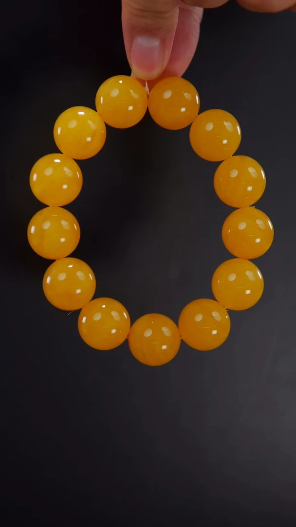 未镶嵌蜜蜡手串焦皮料圆珠手串43.8