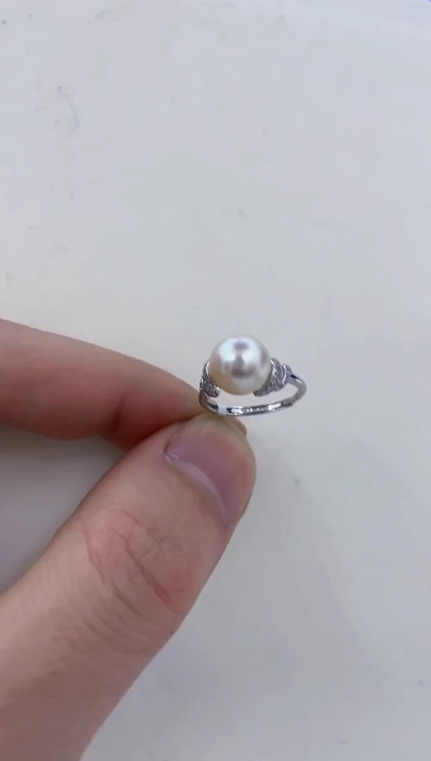 银S925镶嵌戒指海水珍珠