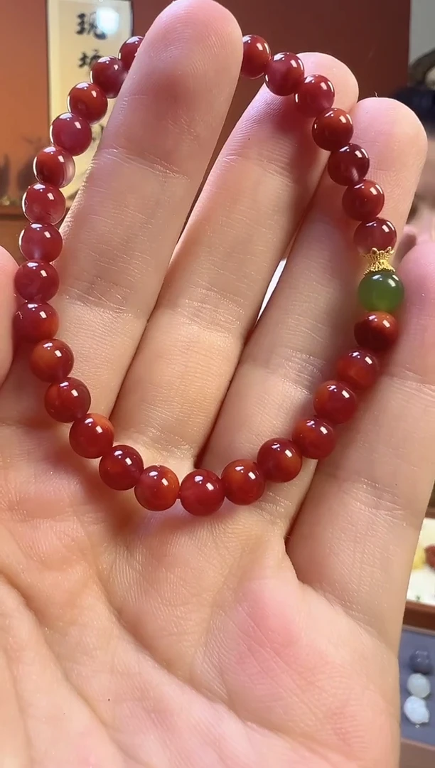 18K金镶嵌手串南红玛瑙南红6mm