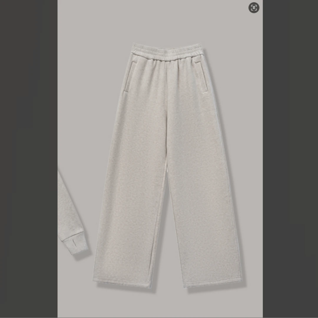 宿慕SUMU女款休闲阔腿裤10-10秋冬2024新款加绒休闲裤F57018