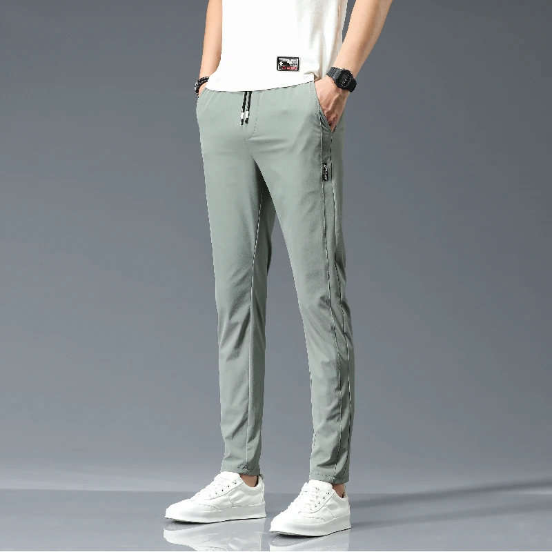 冰丝速干透气休闲裤夏季薄款男裤弹力宽松直筒运动休闲长裤男款