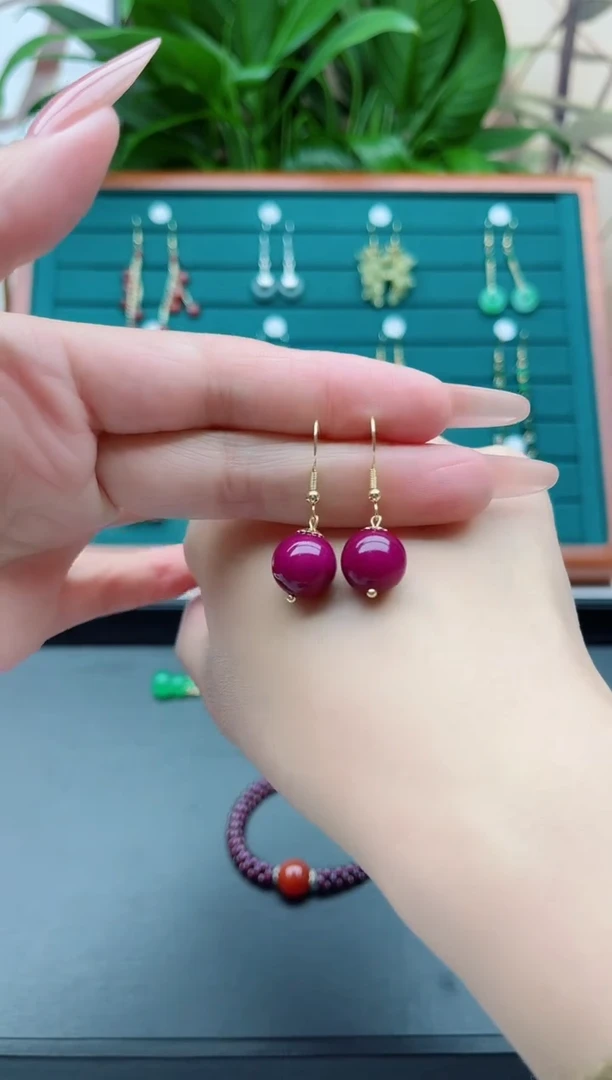 【闪购商品】玛瑙/玉髓耳饰银S925镀金镶嵌608