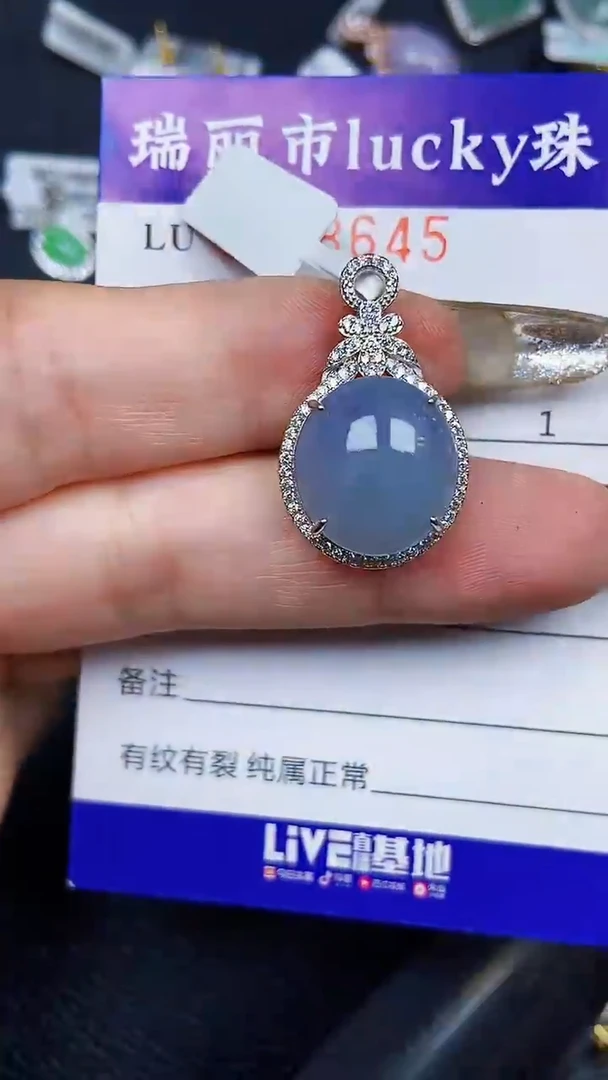 颈饰银S925镶嵌翡翠8645