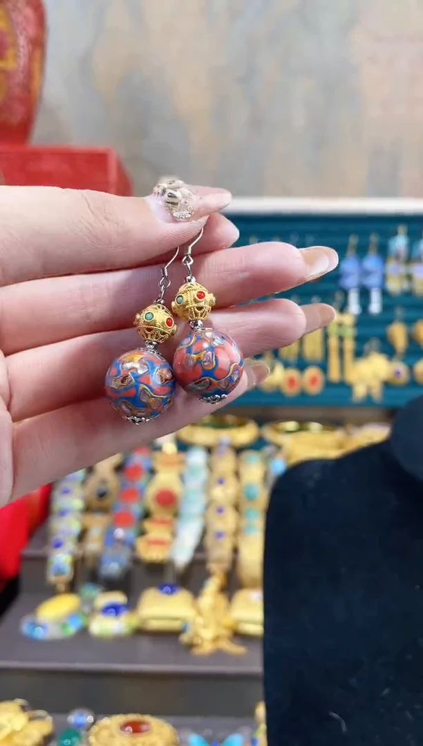 【闪购商品】非遗犀皮漆精品耳环橙粉色