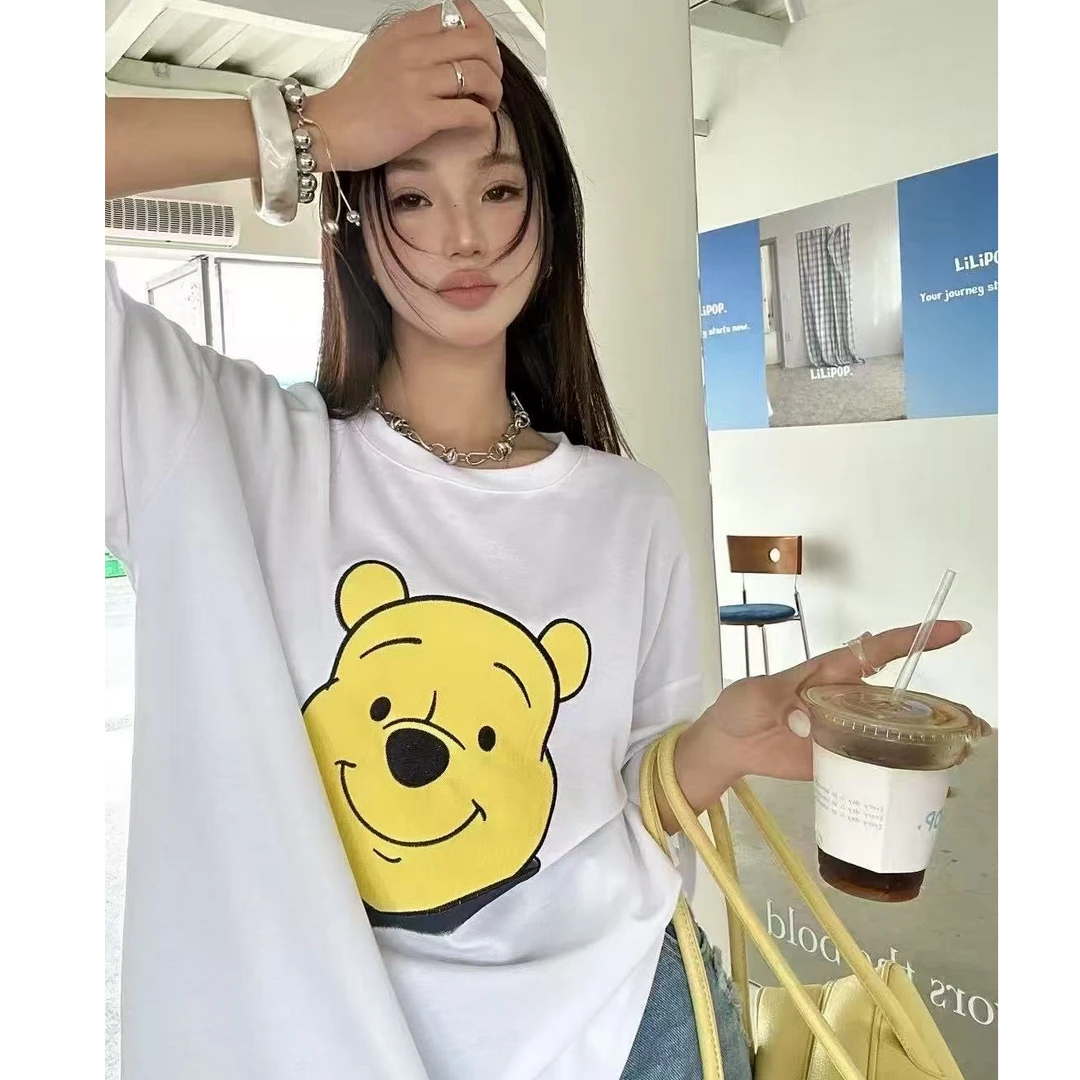 2272 白色时尚夏季宽松印花圆领卡通重工大版百搭T恤女【衣屋】