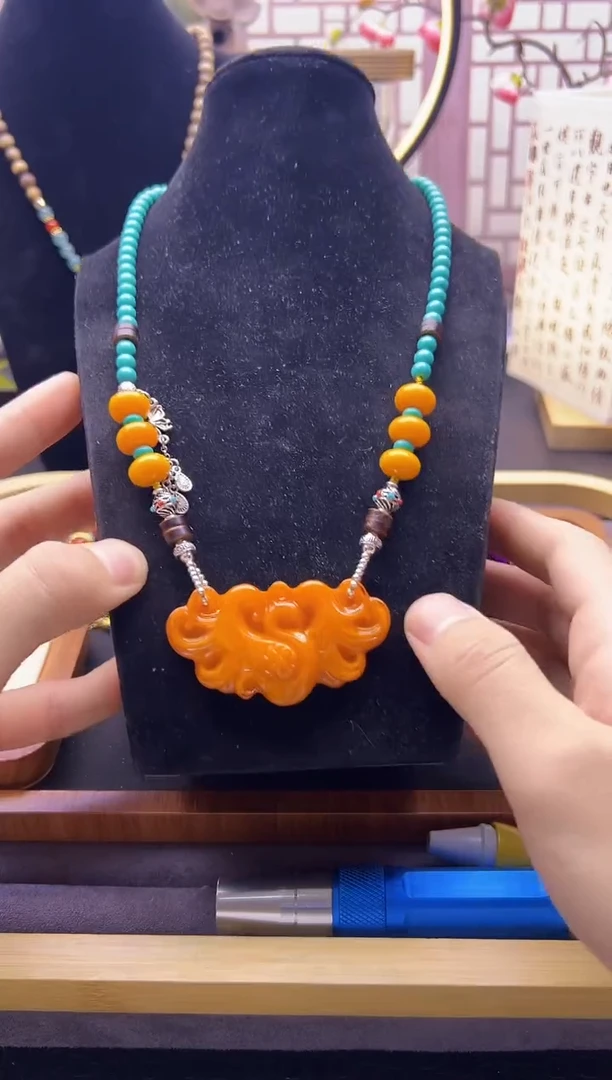 【闪购商品】蜜蜡颈饰银S925镶嵌X333