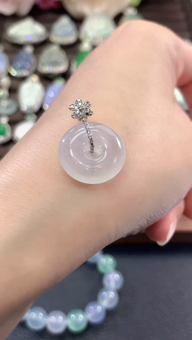 吊坠(不含链)18K金镶嵌翡翠b36