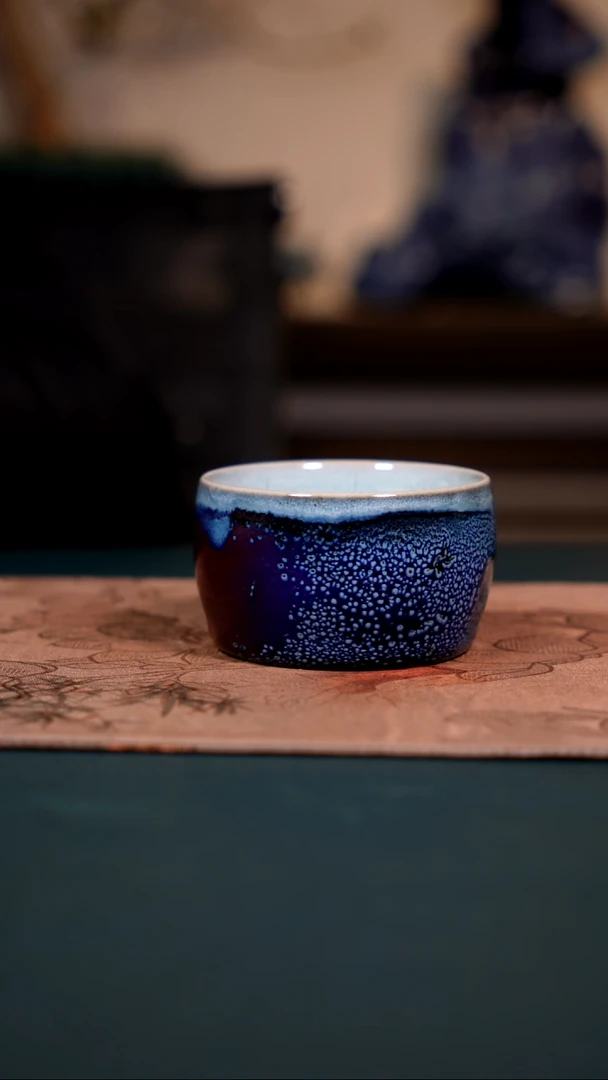 原矿石钧瓷茶器摆件