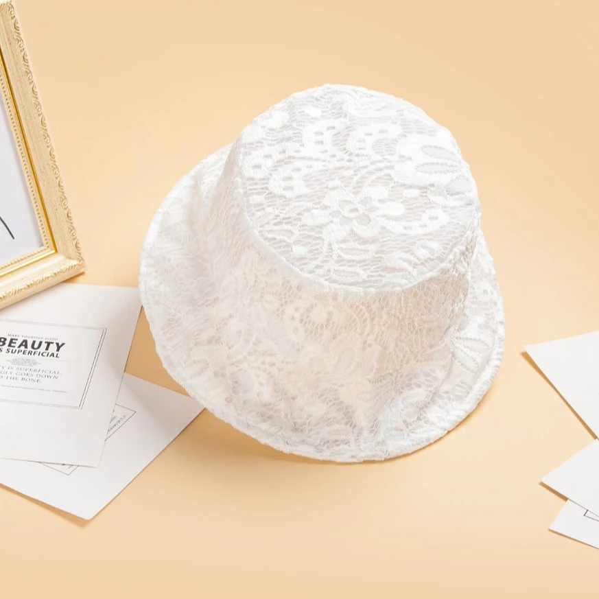 品牌蕾丝小檐渔夫帽夏季防晒新款时尚百搭透气圆顶帽女士太阳帽