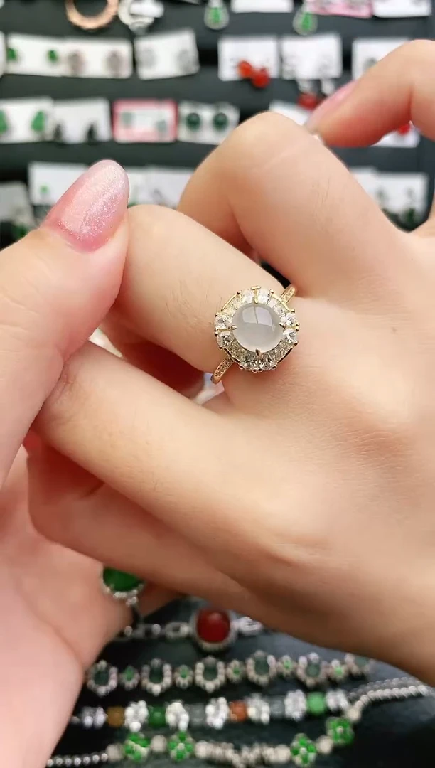 银S925镶嵌戒指翡翠0