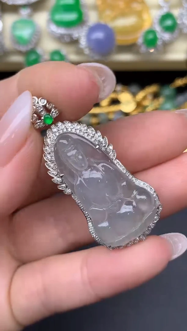 翡翠18K金镶嵌颈饰392-雪姐翡翠天天见