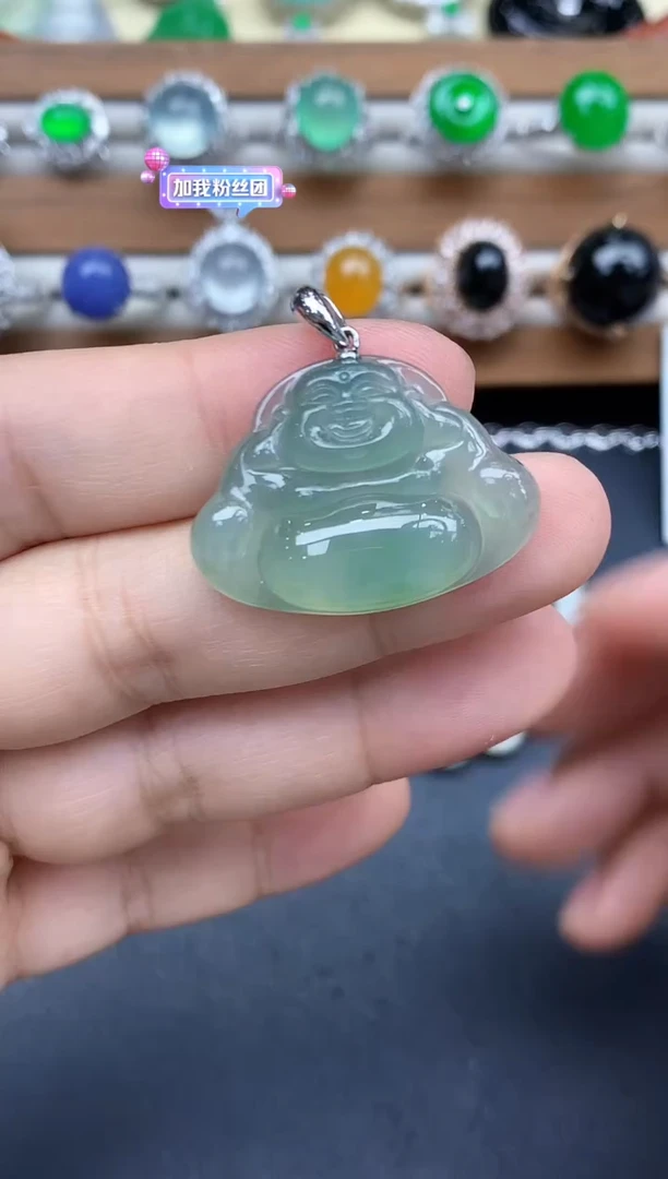 颈饰18K金镶嵌翡翠387-中国好珍宝