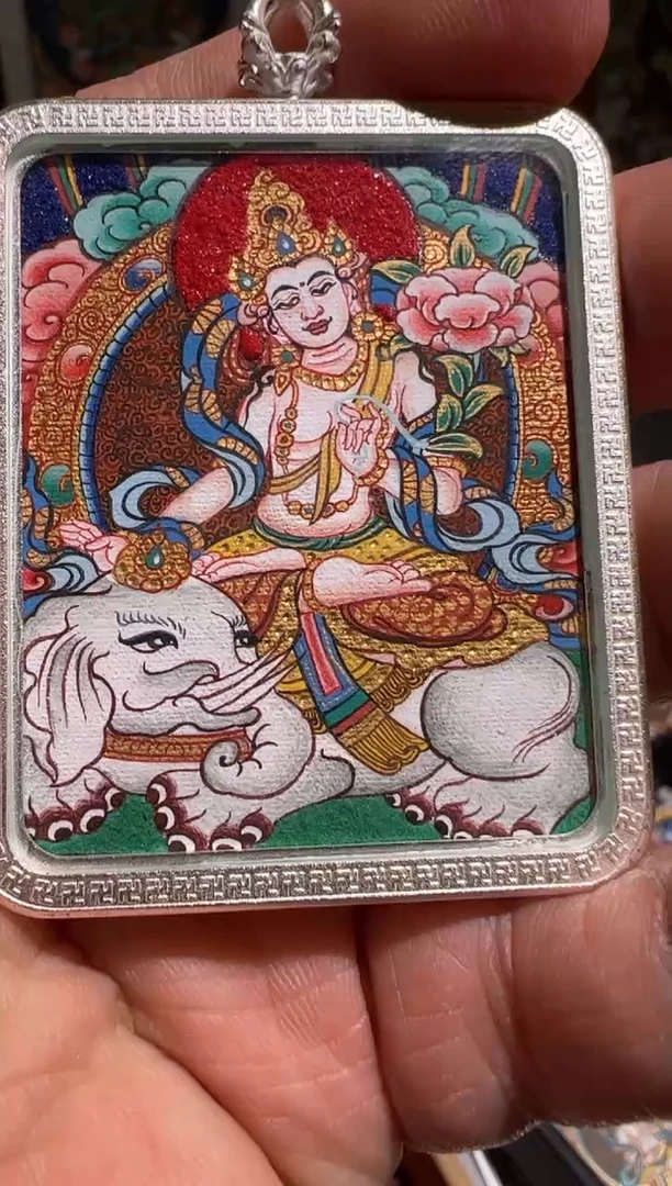 吊坠年终大促热贡手绘普贤菩萨