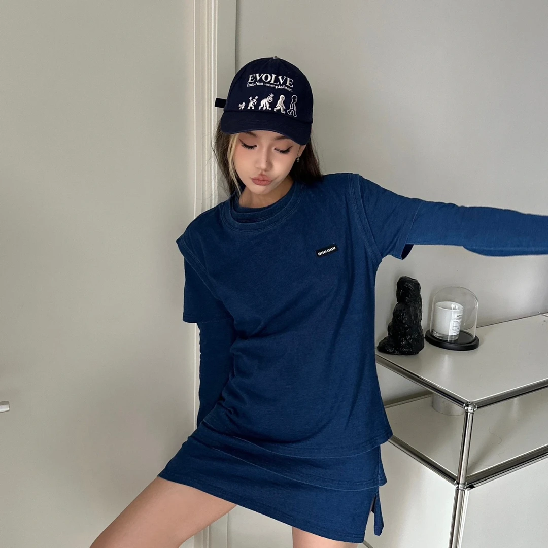 未使用 MIU MIU/缪缪 圆领（三件套） 蓝色/XS