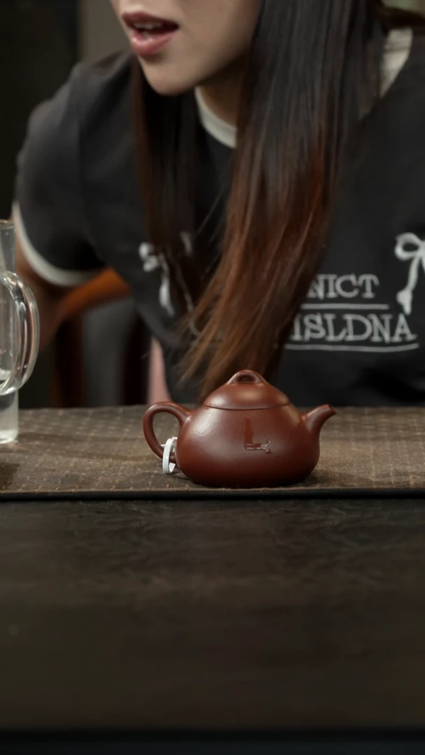 茶壶紫砂桃花紫泥乳瓢壶150cc