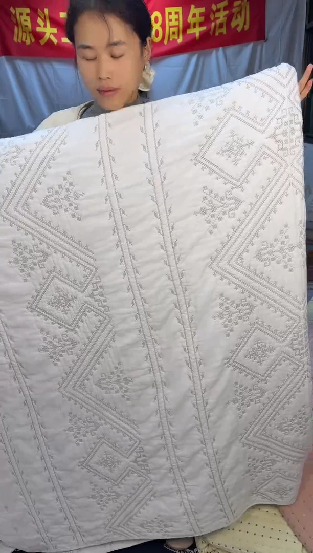 棉纯棉白色金丝罗线格230*250