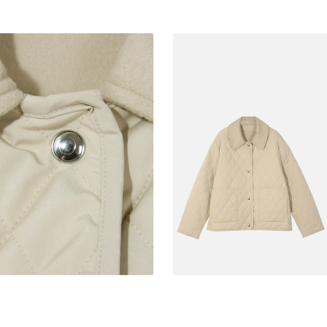 凯特丝蓓241#24秋冬新品菱格绗缝翻领夹棉夹克外套棉服女1-1138