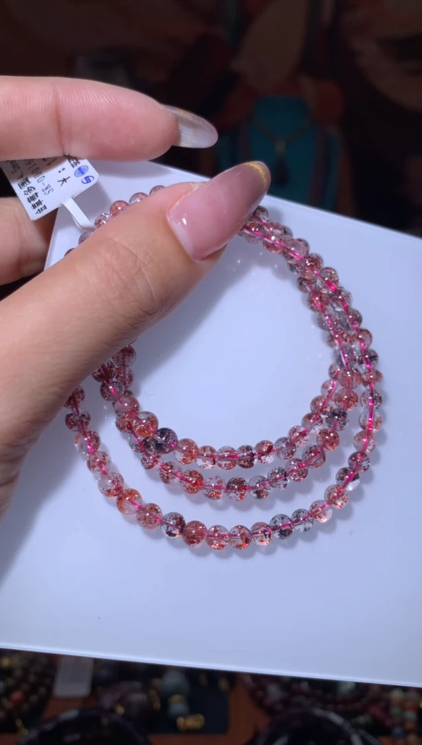 未镶嵌珠宝半成品水晶金草莓多圈手串