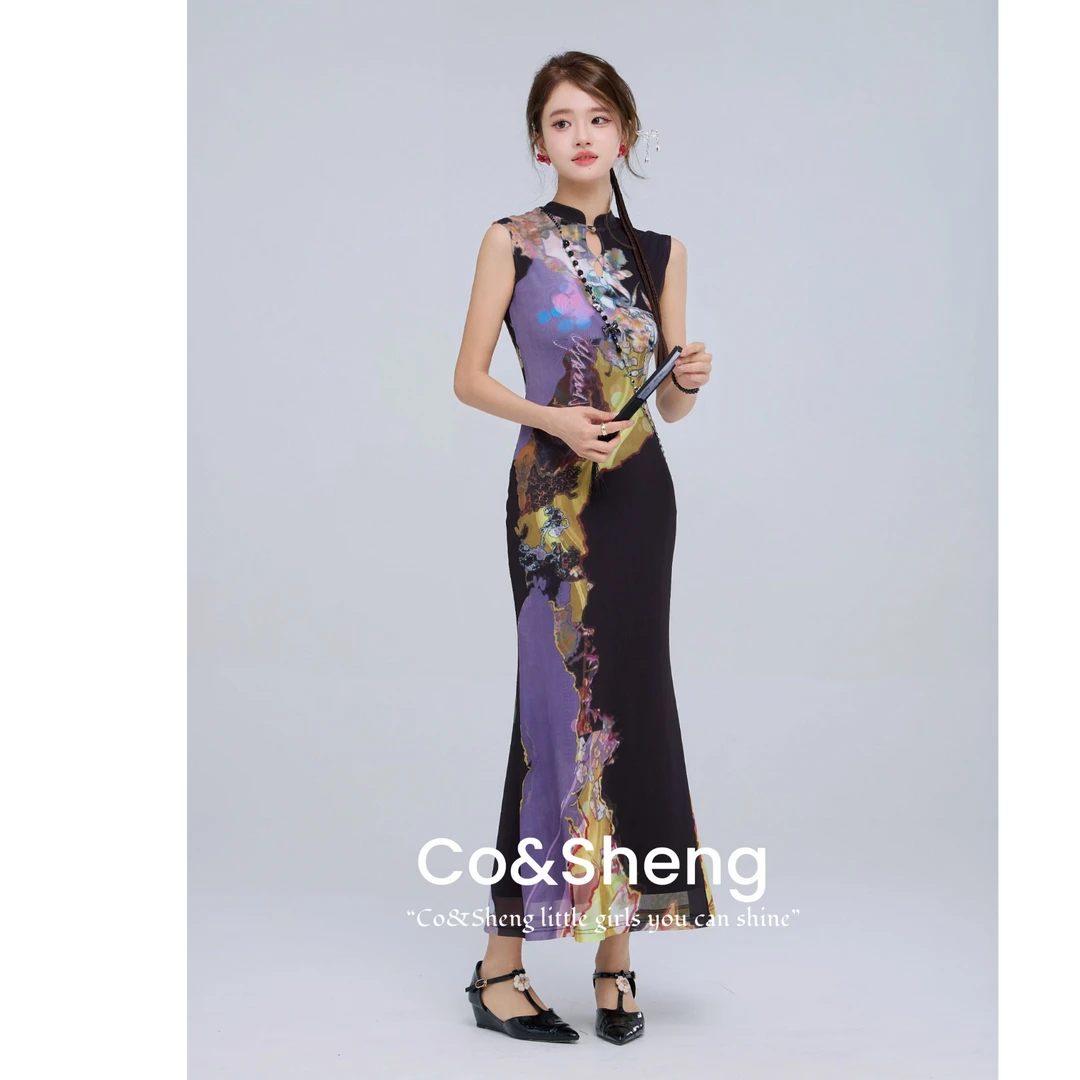 锦衿/so&sheng重生小个子长款旗袍新中式百搭熏染修身复古优雅