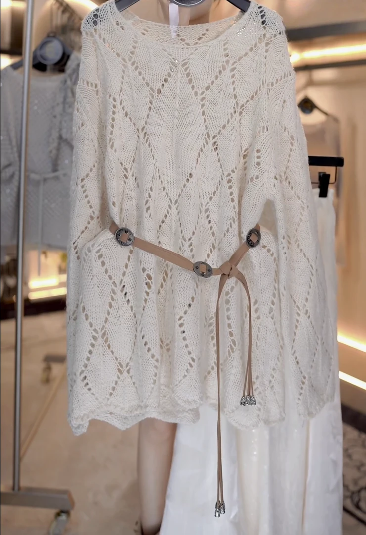 “雪纺荷光“韩系流光风设计慵懒感宽松针织别致时尚上衣C6248