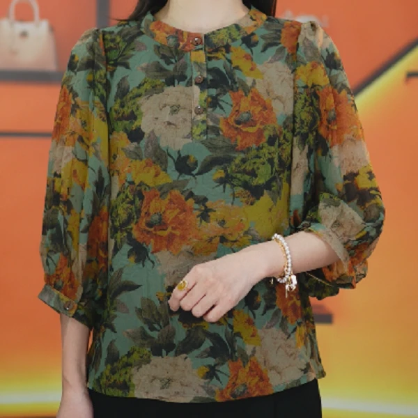 【出口原单】T1015 气质柔软亲肤丝滑2025年新款显瘦高级小衫815