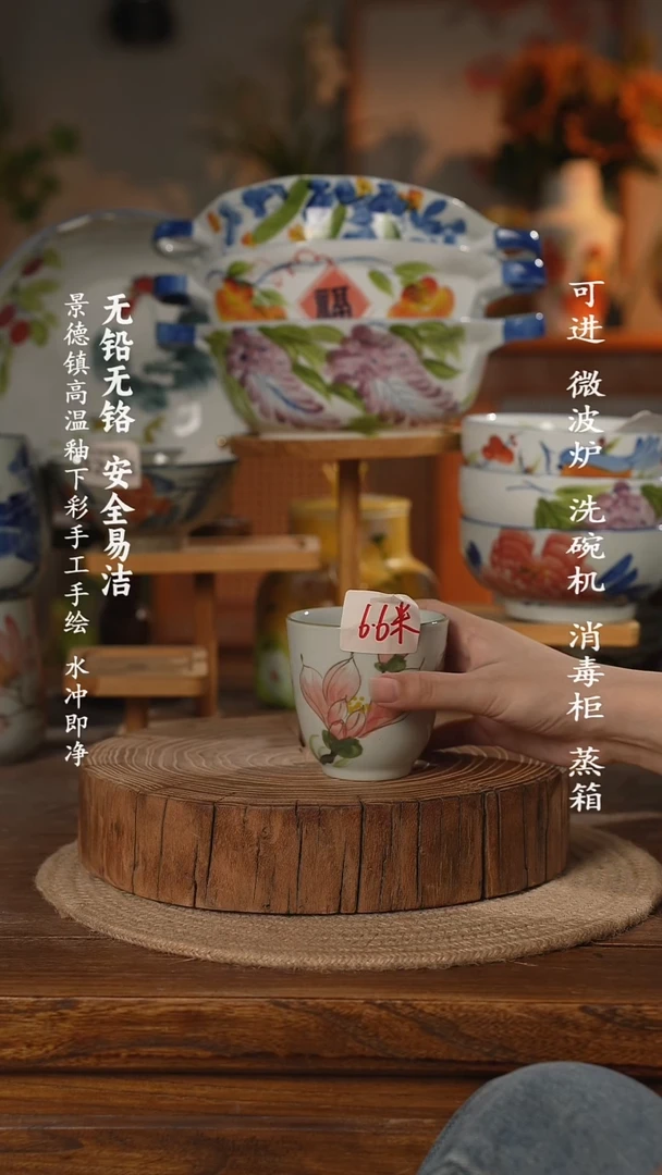 瓷景德镇高温瓷釉下彩手绘陶瓷