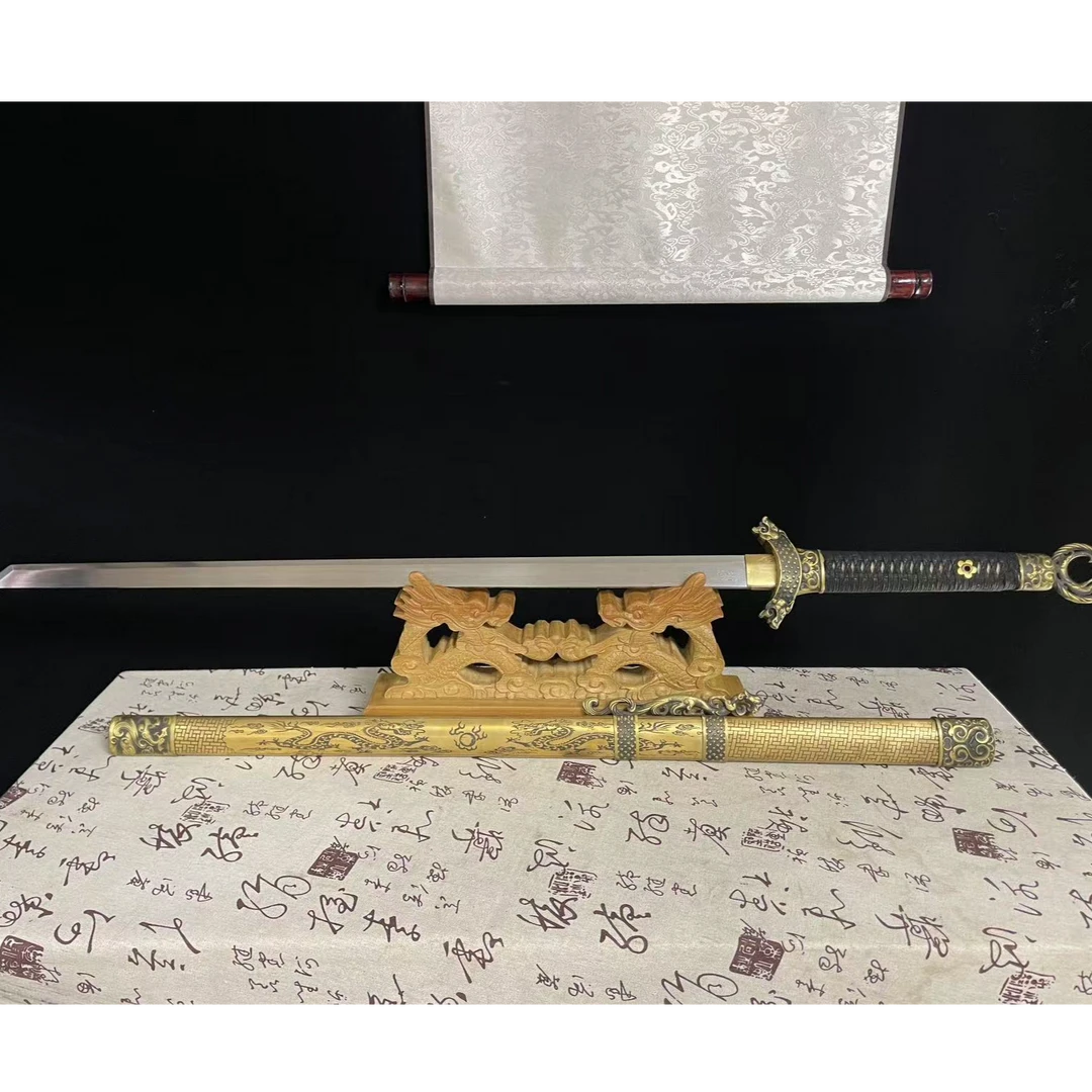 新疆包邮【甲辰环首唐横刀】铜鞘花纹钢 纯铜装具 未开刃摆件