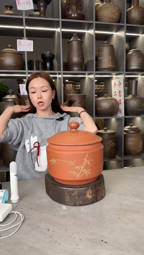 【闪购商品】罐本陶手作泥兴陶2-3斤装茶叶罐手工痕迹
