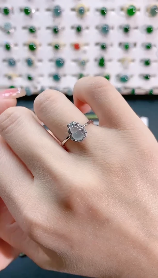 【闪购商品】翡翠戒指银S925镶嵌天然翡翠