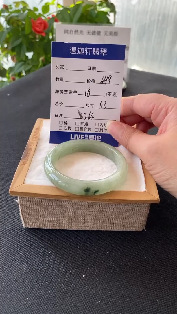 翡翠手镯未镶嵌53圈口 C264编码