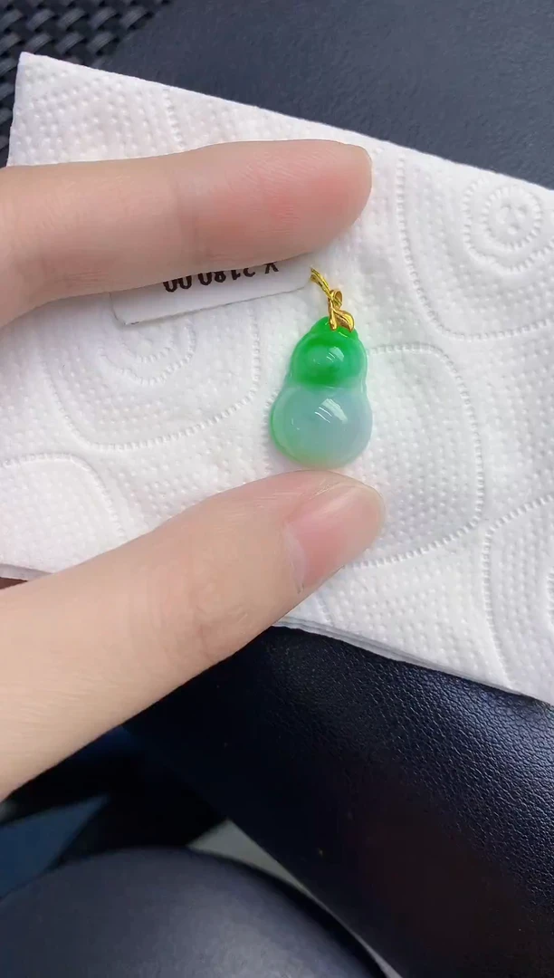 颈饰18K金镶嵌翡翠天然翡翠缅甸A货