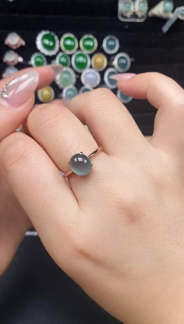 银S925镶嵌戒指翡翠63526