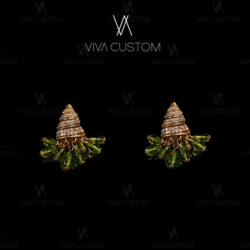 铜合金合成锆石耳饰 （精工系列）小巧精致风铃耳钉