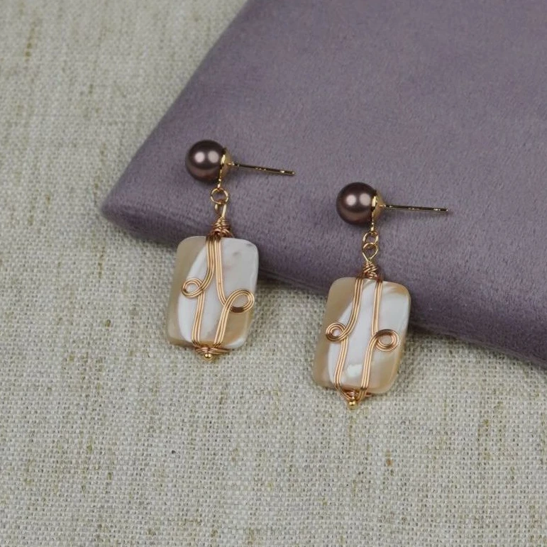 合金耳饰 NL09168E&【月光织梦】时尚贝壳耳钉