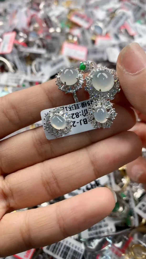 银S925镶嵌戒指翡翠222---9
