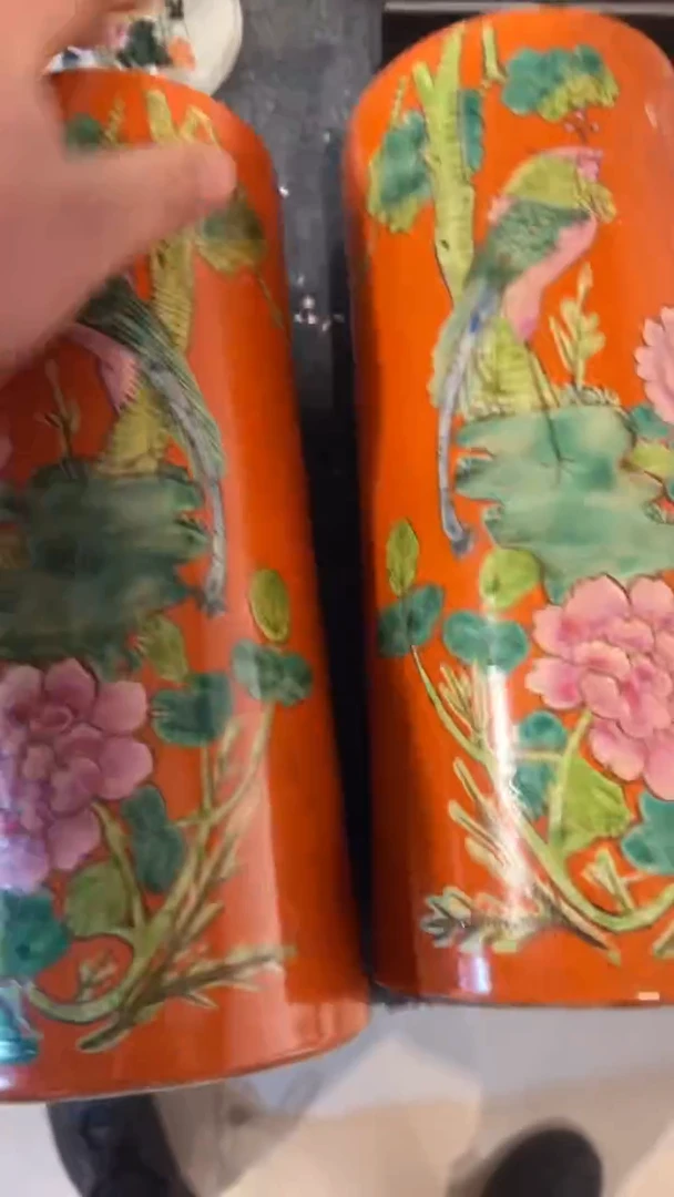 摆件瓷摆件瓷摆件泛红冒桶