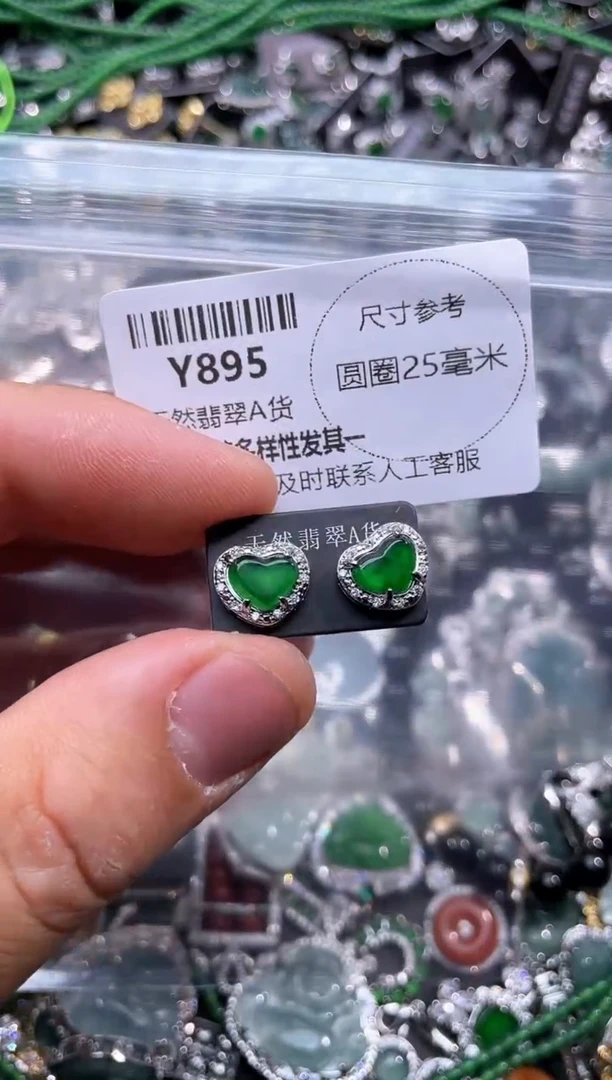 【闪购商品】翡翠颈饰未镶嵌Y895耳钉