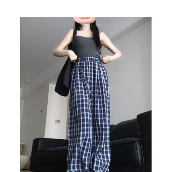 韩系风休闲裤女早春夏宽松显瘦运动裤设计高腰阔腿百搭个性卫裤长