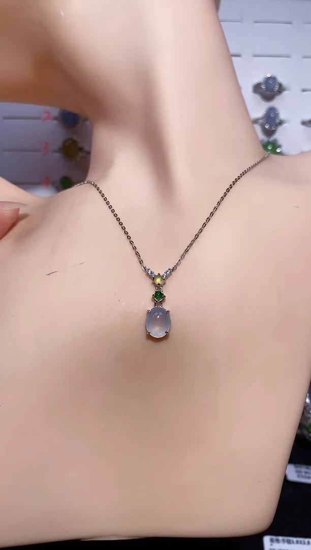 翡翠银S925镶嵌颈饰吊坠