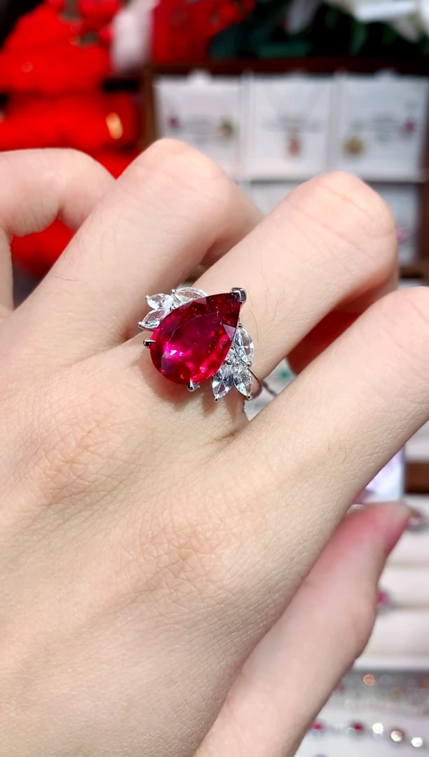 铂Pt950镶嵌戒指碧玺4.5ct/天然宝石/七天无理由