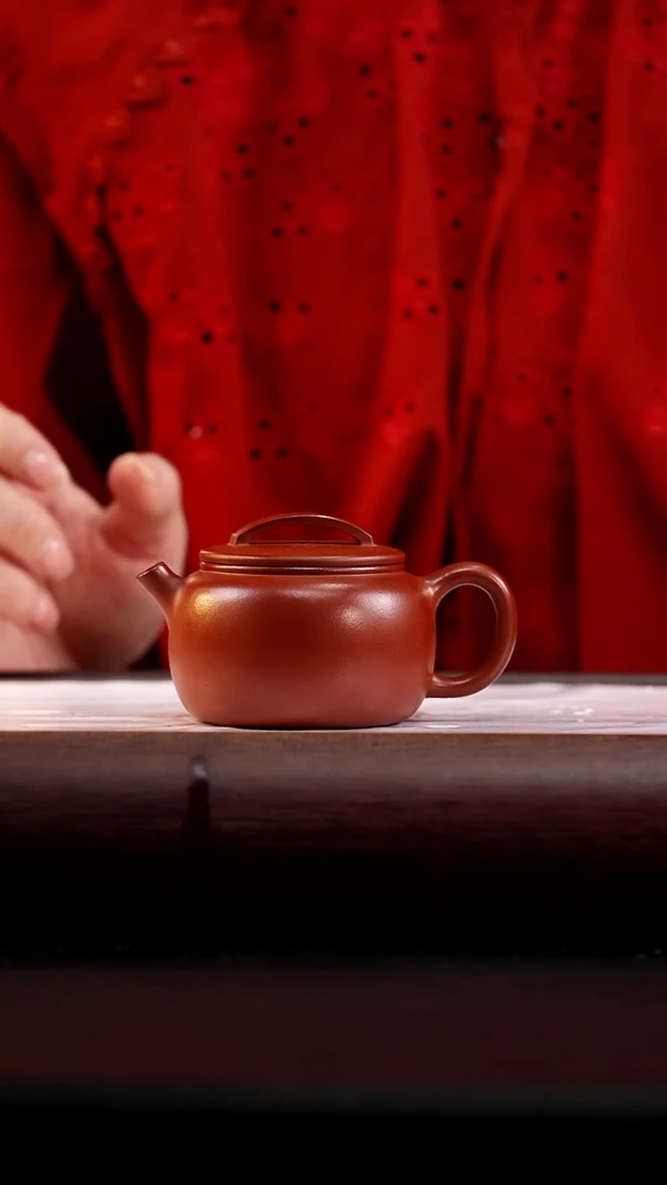 8 茶壶紫砂红皮龙圆汉瓦