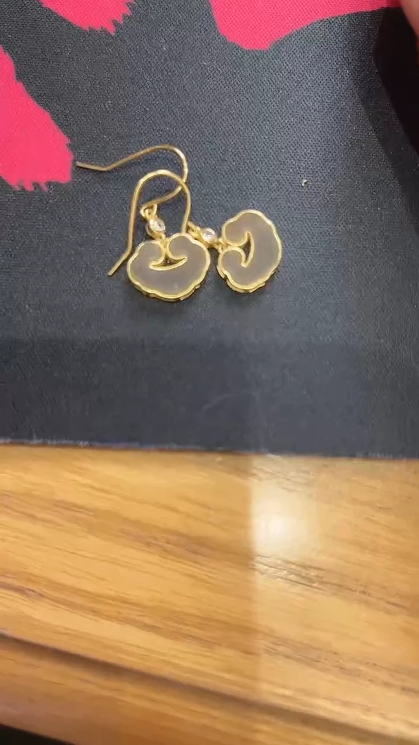 纯铜合金琉璃祥云耳钩款-------