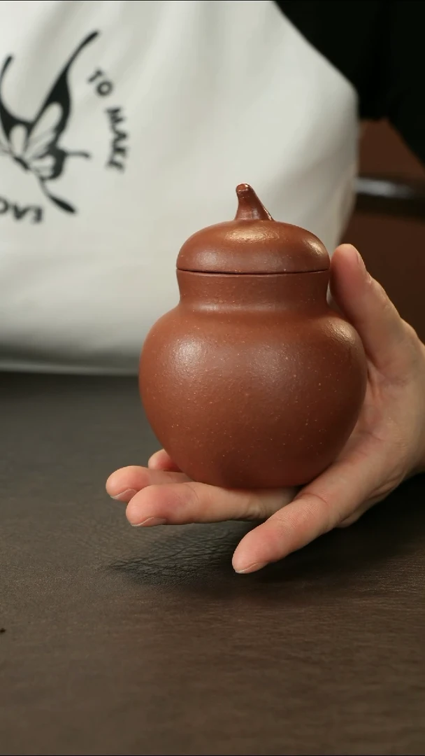 紫砂茶叶罐红降坡 葫芦罐