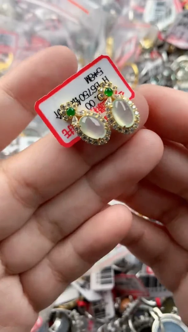 银S925镶嵌戒指翡翠444   3