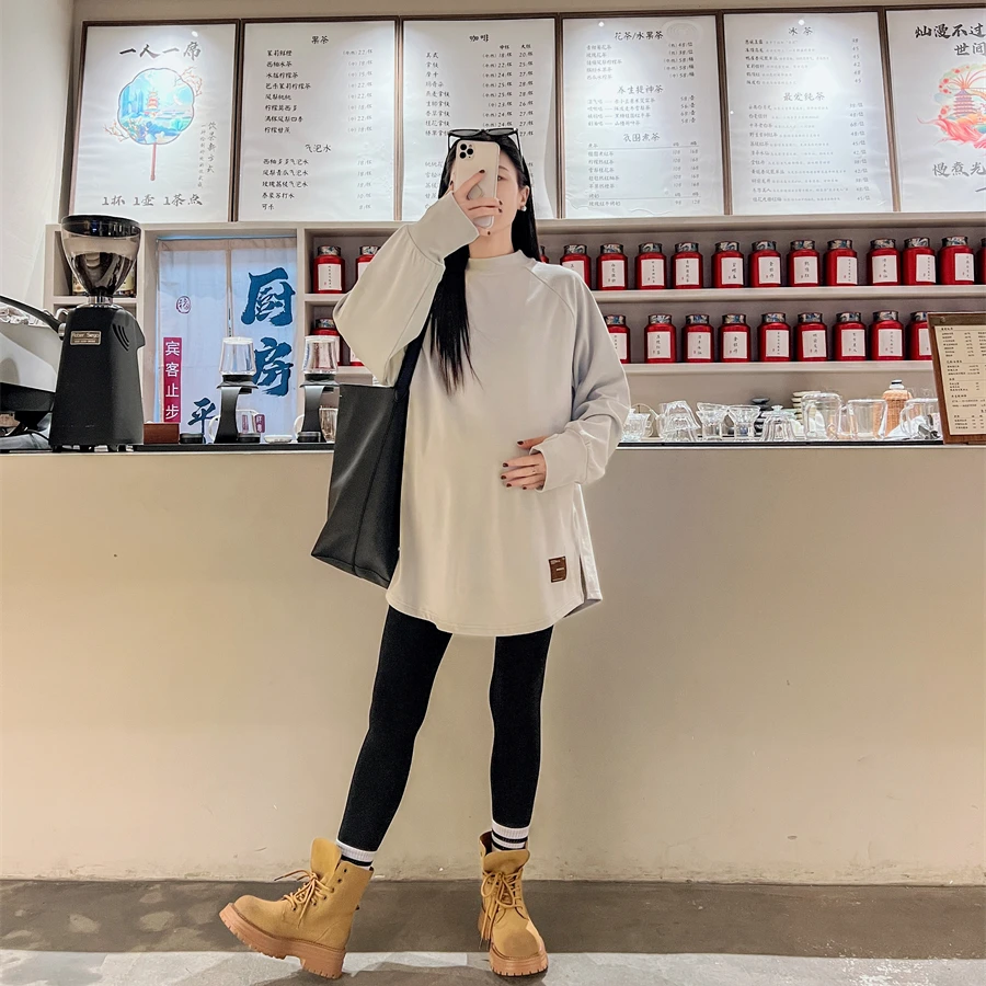 冬季新款孕妇装韩版德绒面料保暖T恤宽松大码洋气减龄打底衣潮妈